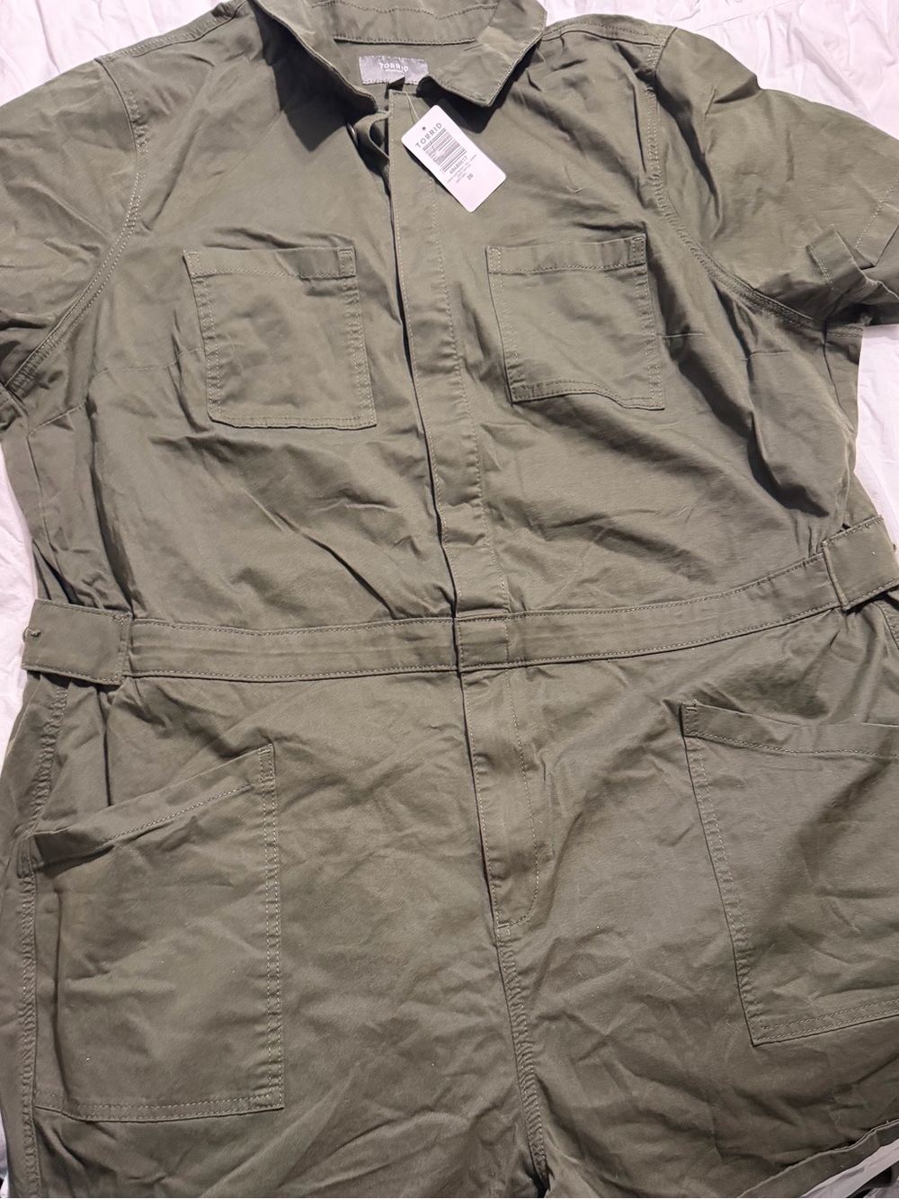 Olive Green Short Sleeve Utility Romper